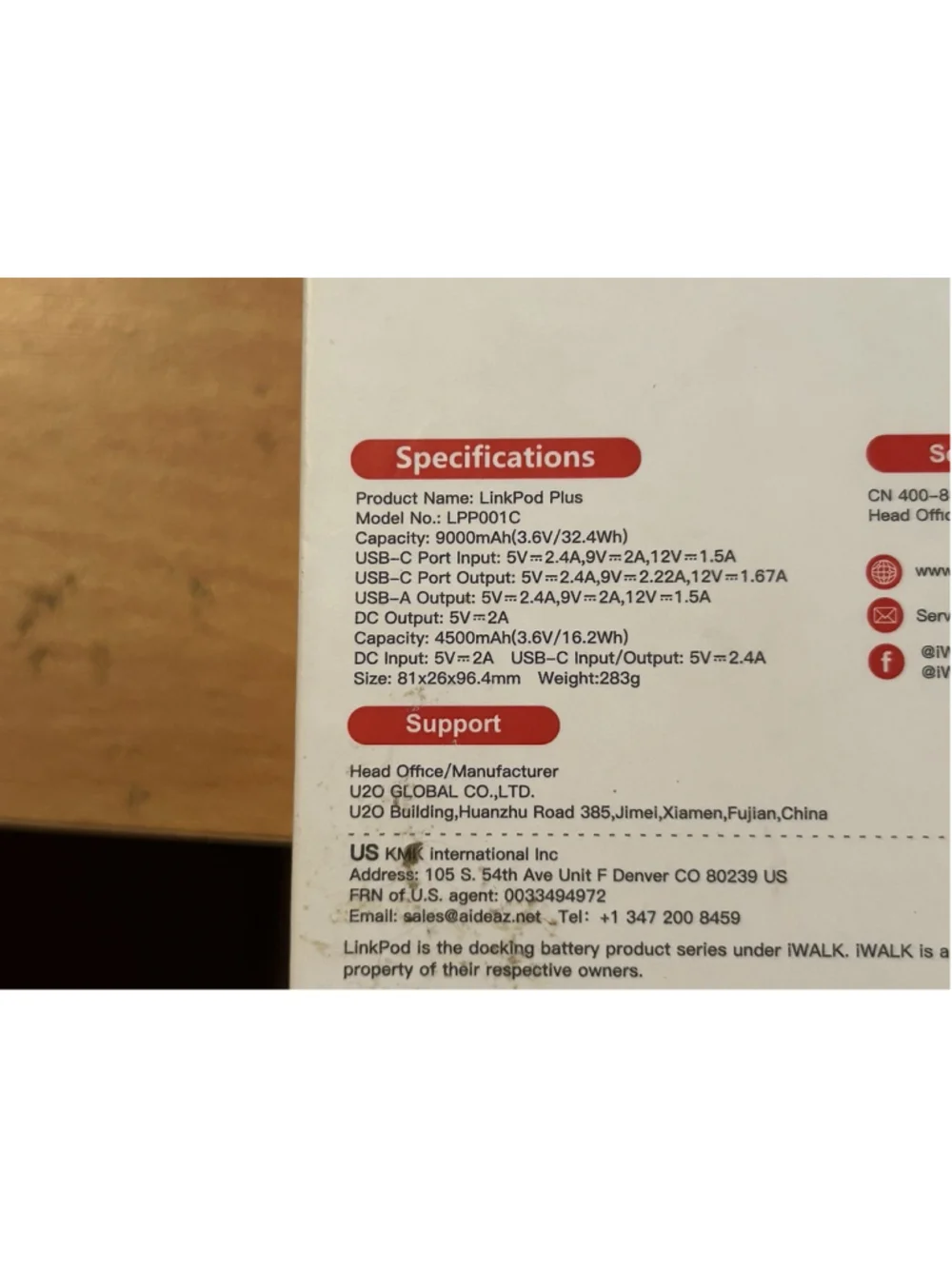 iWalk LinkPod Plus Docking Battery of Non-Stop Charging White Model LFP001C